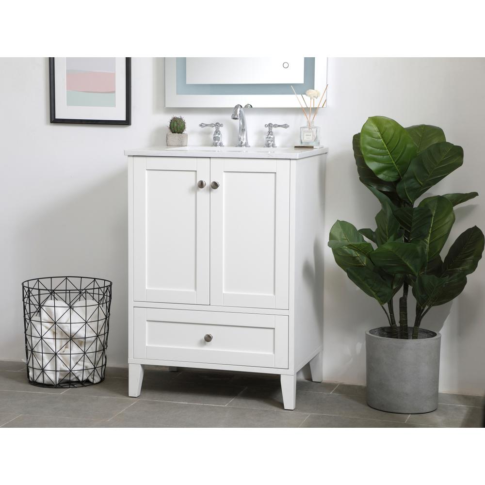 24 inch Single Bathroom Vanity in White. Picture 2