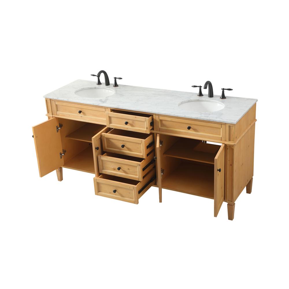 72 inch double bathroom vanity in natural wood. Picture 9