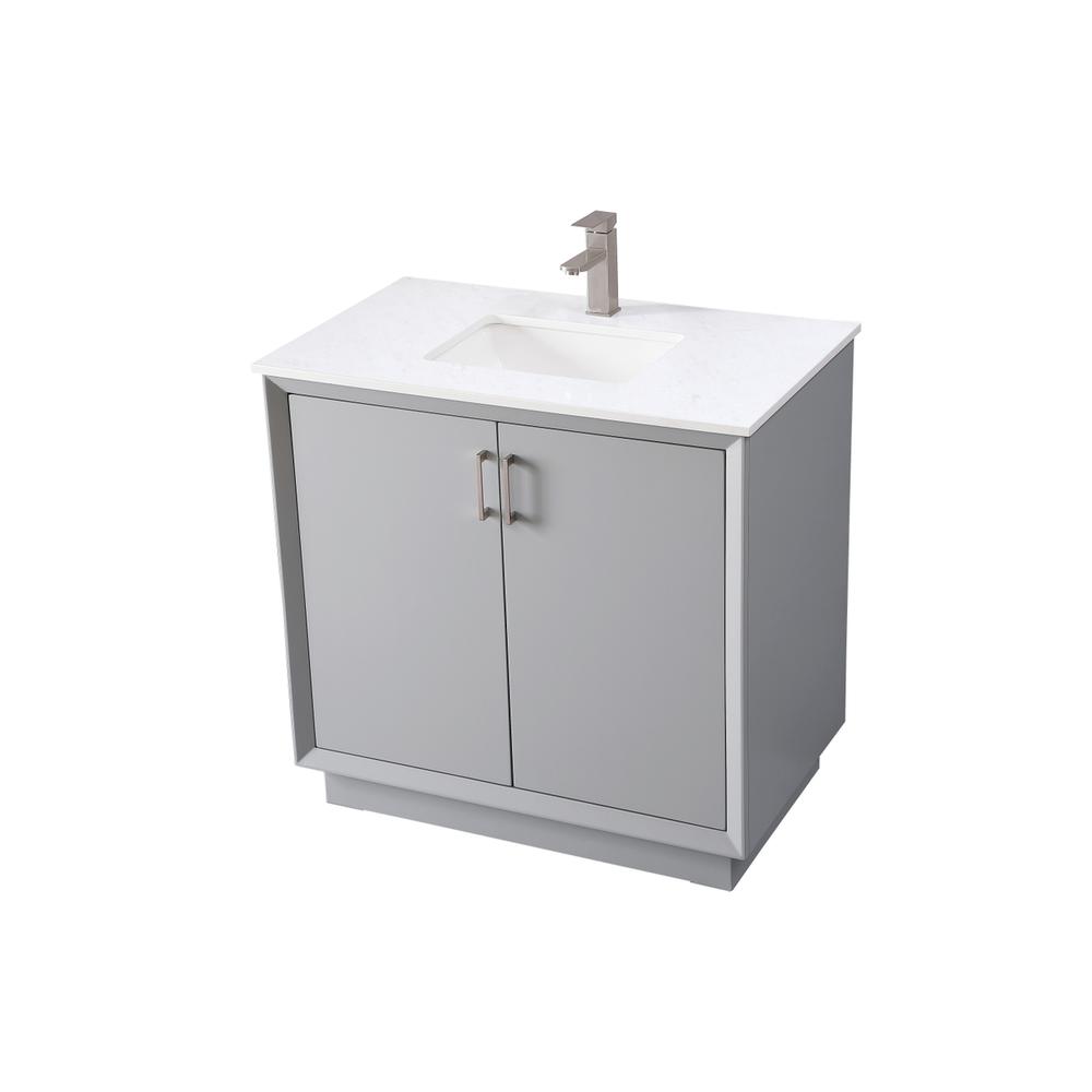 36 Inch SIngle Bathroom Vanity In Grey. Picture 8