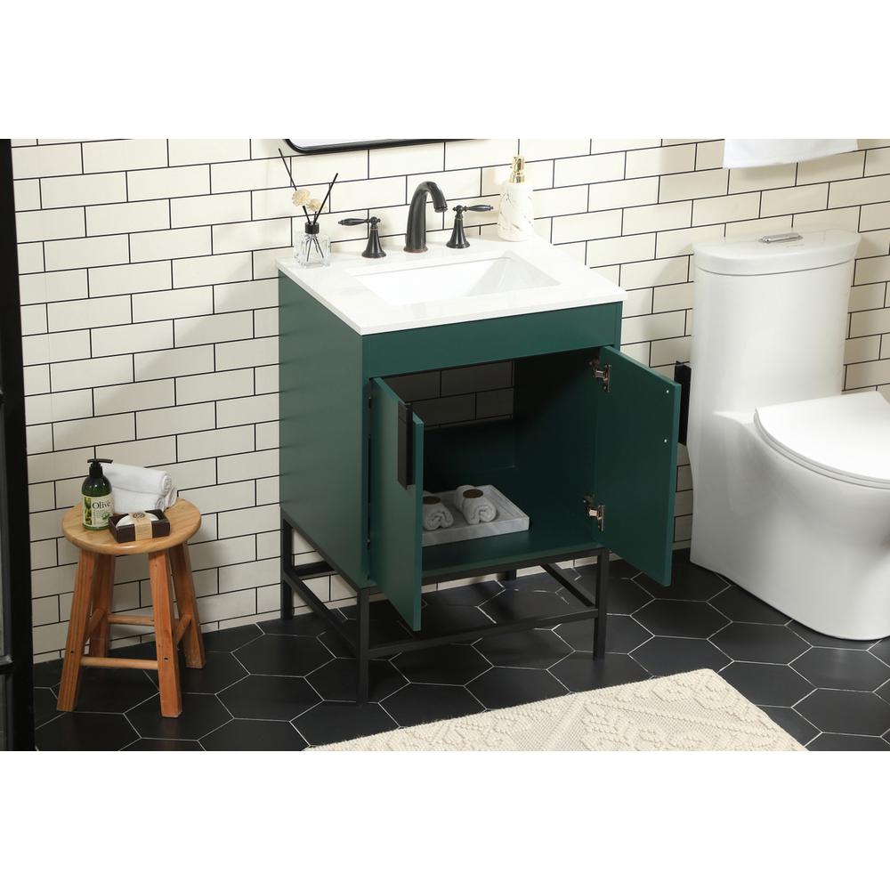 24 inch Single bathroom vanity in green. Picture 3