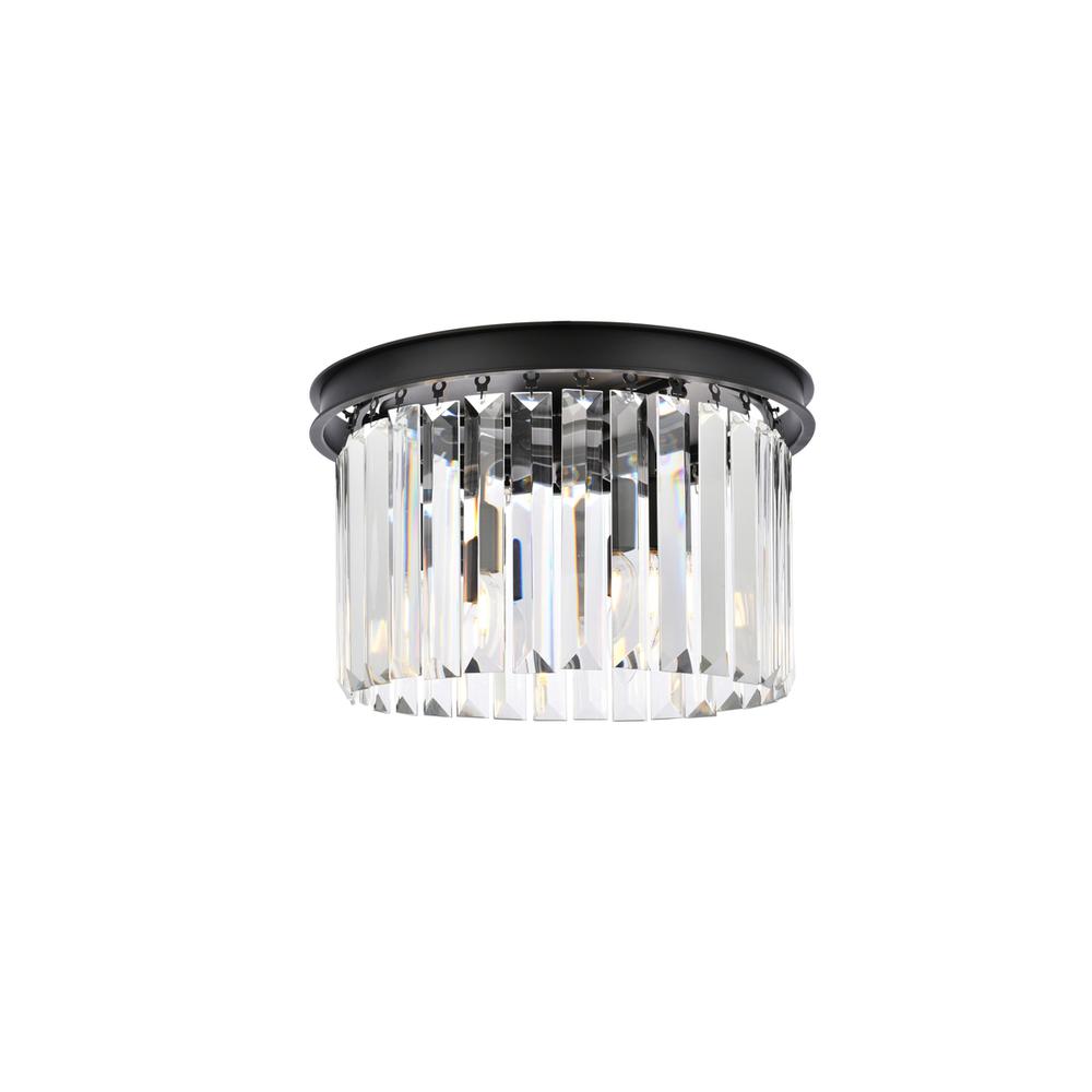 Sydney 3 light Matte Black Flush Mount Clear Royal Cut Crystal. Picture 1