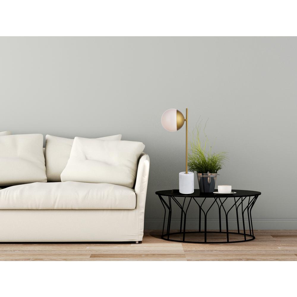 Eclipse 1 Light Brass Table Lamp With Frosted White Glass. Picture 6