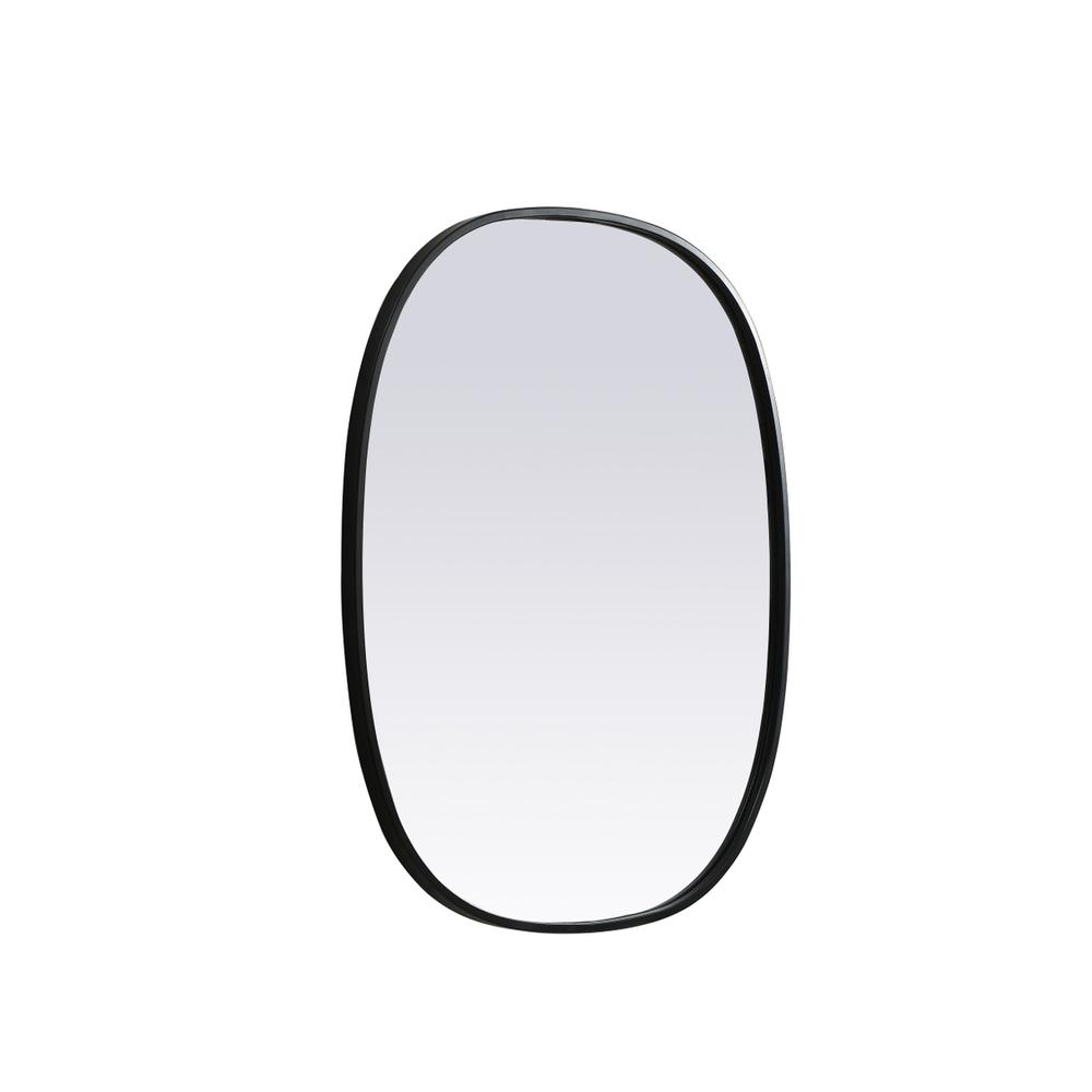 Metal Frame Oval Mirror 24x30 Inch in Black. Picture 7