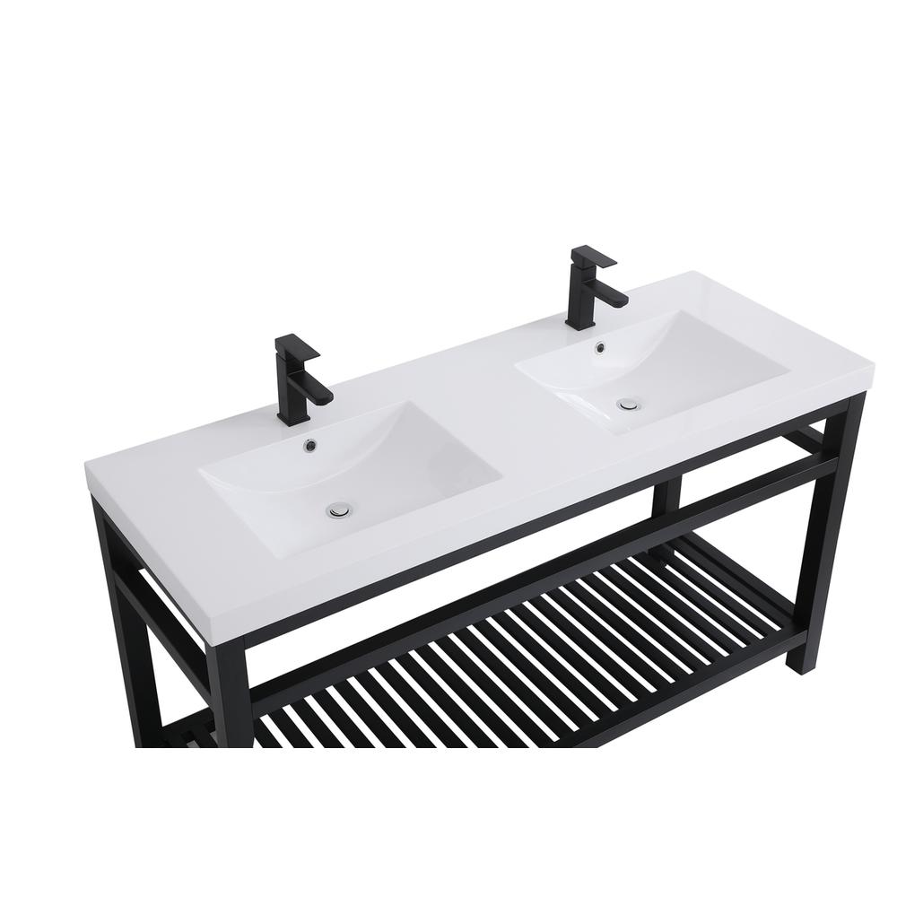60 inch Double Bathroom Metal Vanity in Black. Picture 8