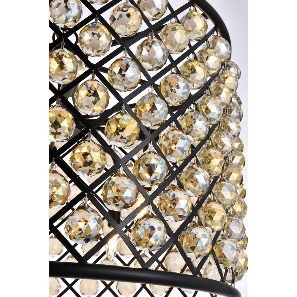 Madison 8 light Matte Black Chandelier Golden Teak (Smoky) Royal Cut Crystal. Picture 4