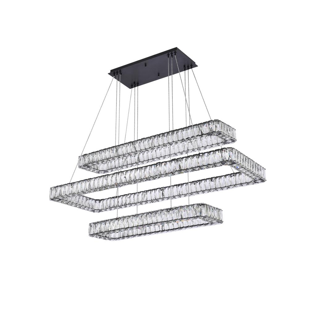 Monroe 50 inch LED triple rectangle pendant in black. Picture 6