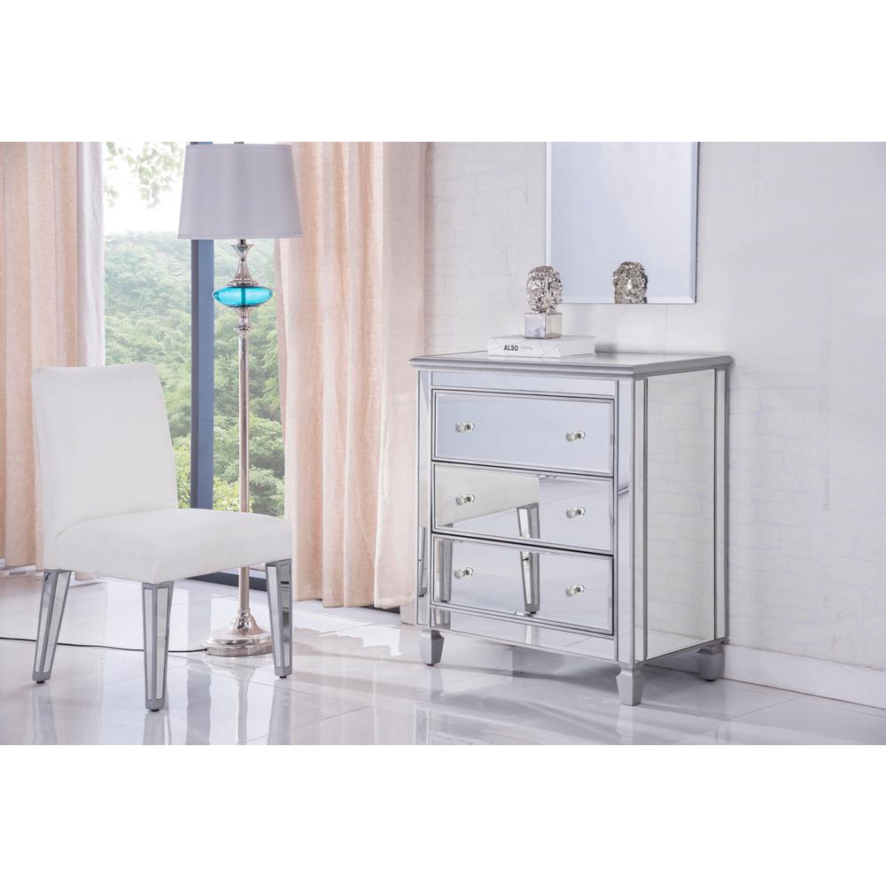 3 Drawer Bedside Cabinet 33 in.x 18 in.x 32 in. in silver paint. Picture 2
