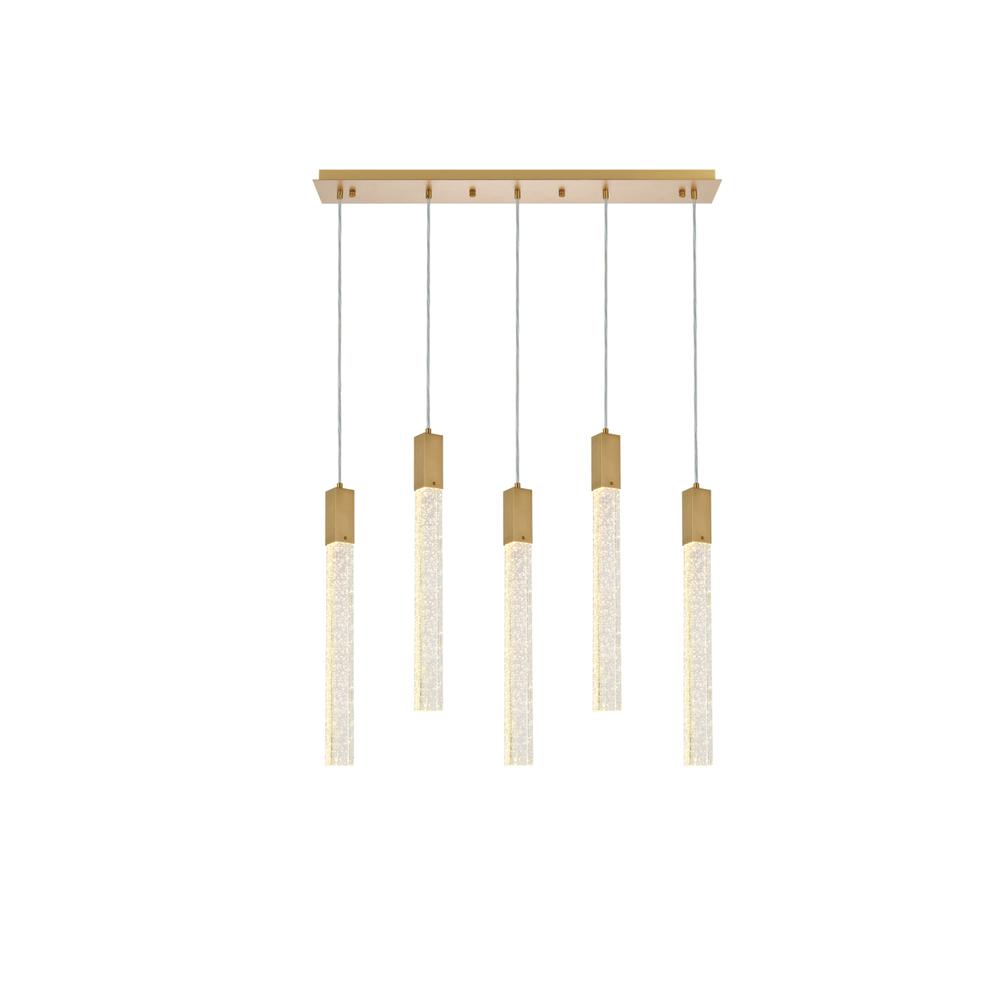 Weston 5 lights pendant in satin gold. Picture 1