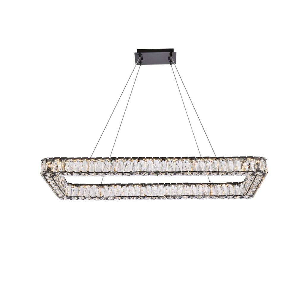 Monroe 42 inch LED Single rectangle pendant in black. Picture 1