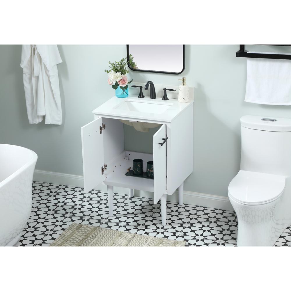 24 inch Single bathroom vanity in white with backsplash. Picture 3