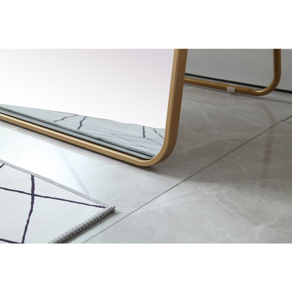 Soft Corner Metal Rectangle Full Length Mirror 30x60 Inch in Brass. Picture 5