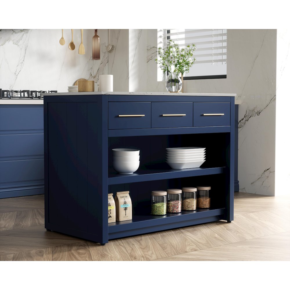 48 inch Kitchen Island in Blue. Picture 3