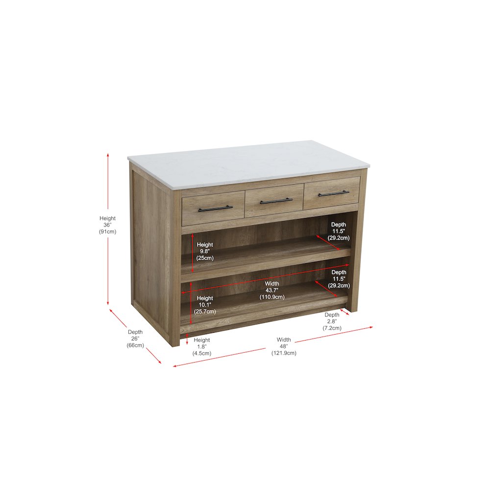 48 inch Kitchen Island in Natural Oak. Picture 13
