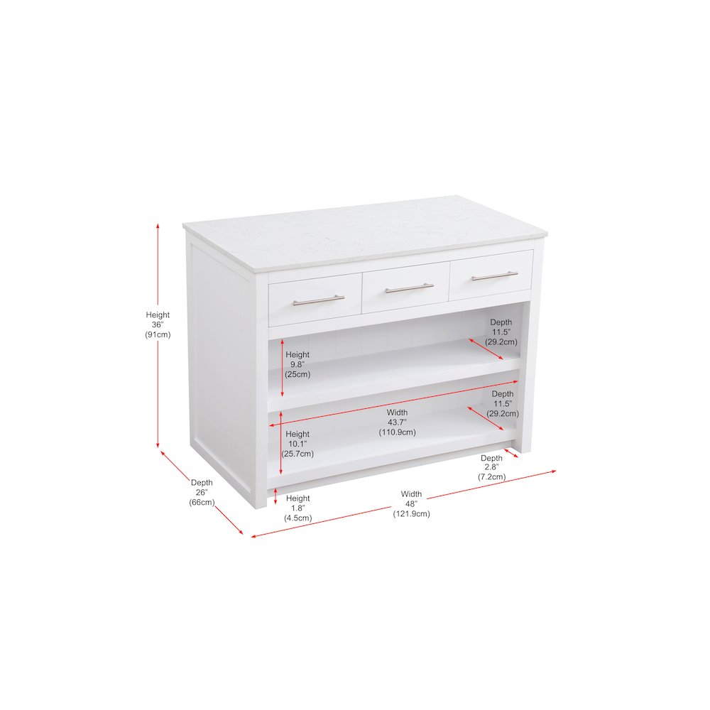 48 inch Kitchen Island in White. Picture 13