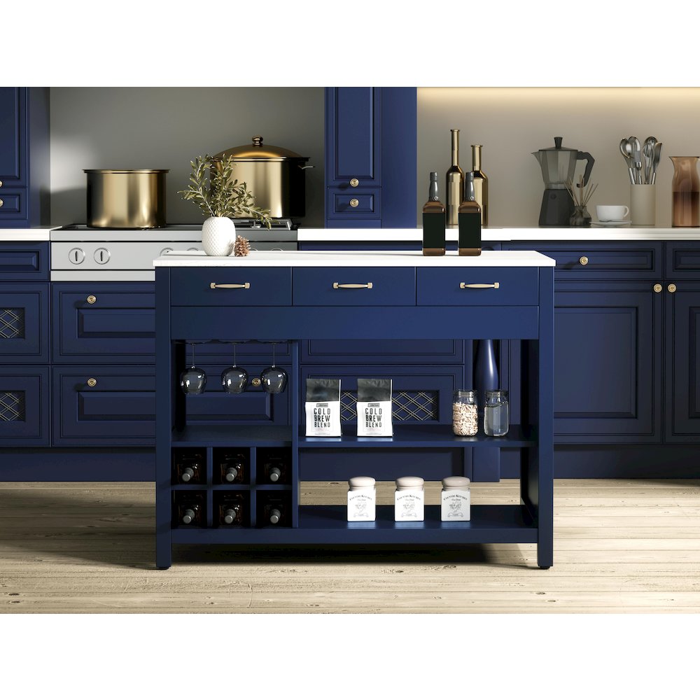 48 inch Kitchen Island in Blue. Picture 2