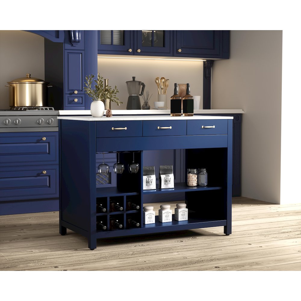 48 inch Kitchen Island in Blue. Picture 3