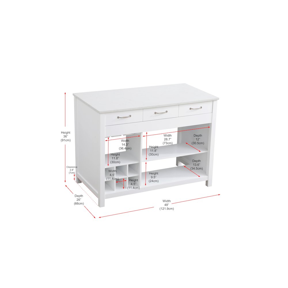 48 inch Kitchen Island in White. Picture 13