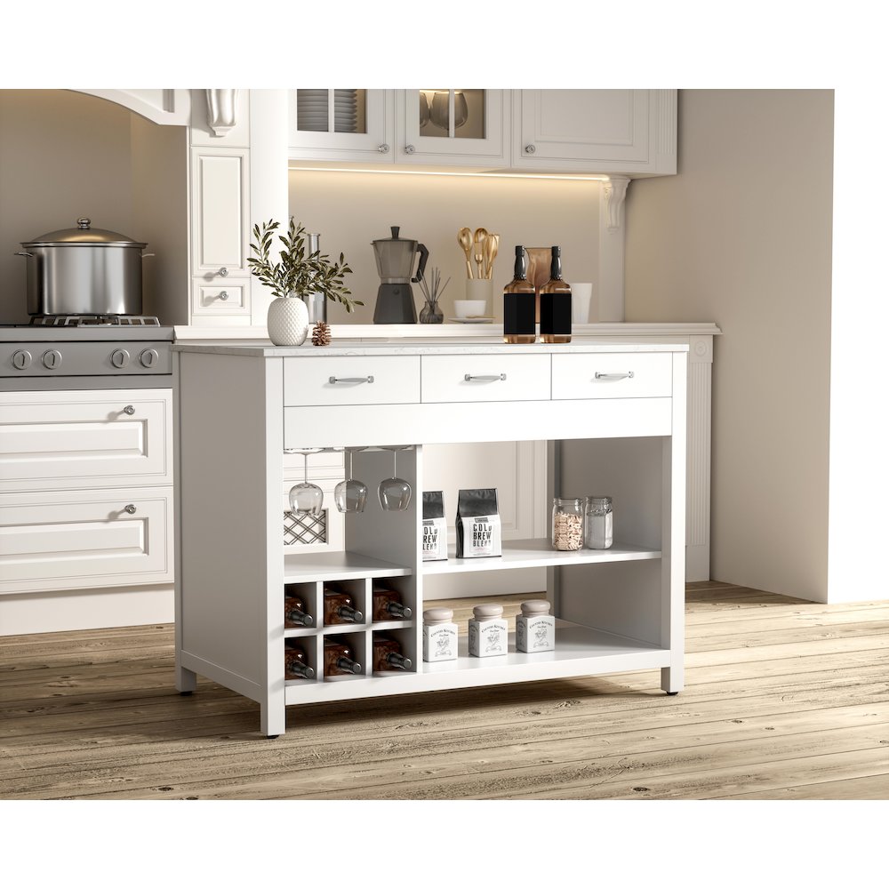 48 inch Kitchen Island in White. Picture 3