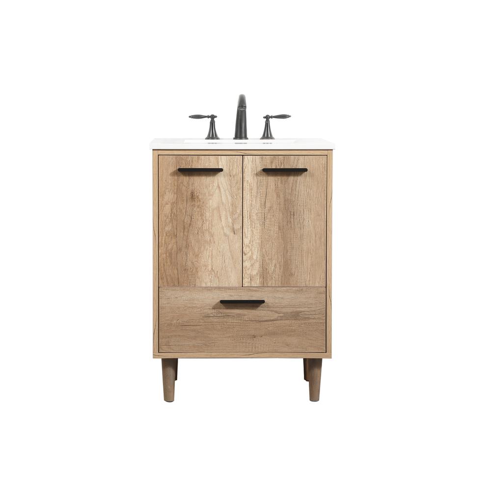 24 inch Single bathroom vanity in natural oak. Picture 1
