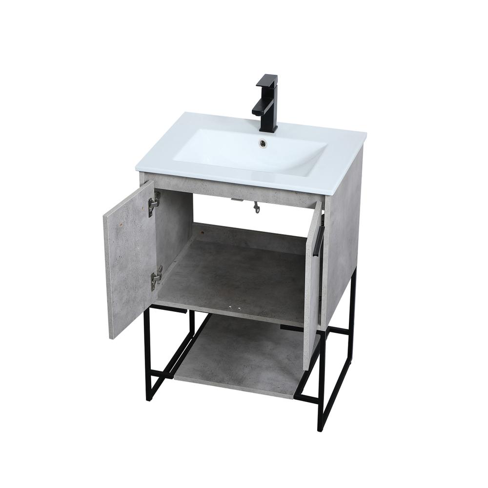 24 inch  Single Bathroom Vanity in Concrete Grey. Picture 9