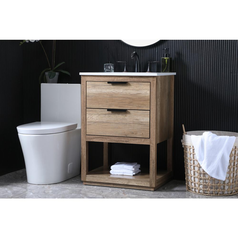 24 Inch SIngle Bathroom Vanity In Natural Oak. Picture 2