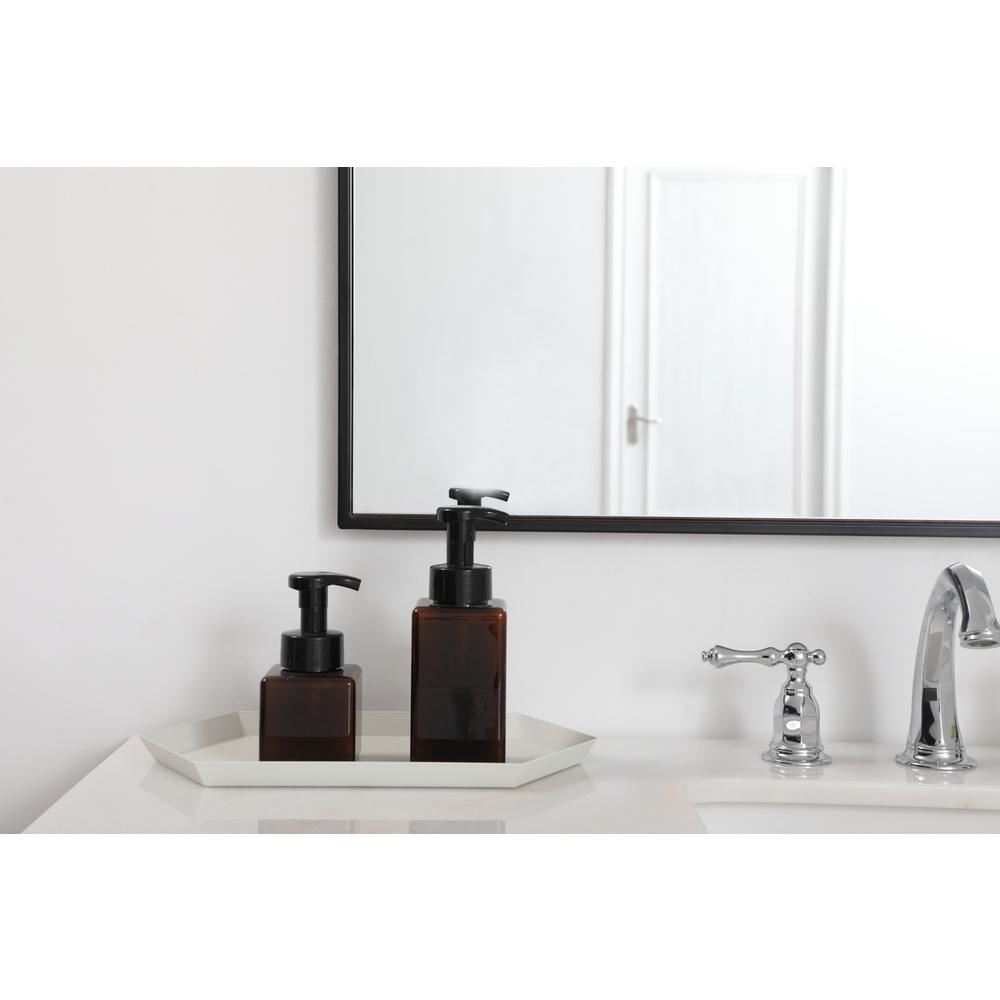 Metal frame rectangle mirror 36 inch in Black. Picture 9