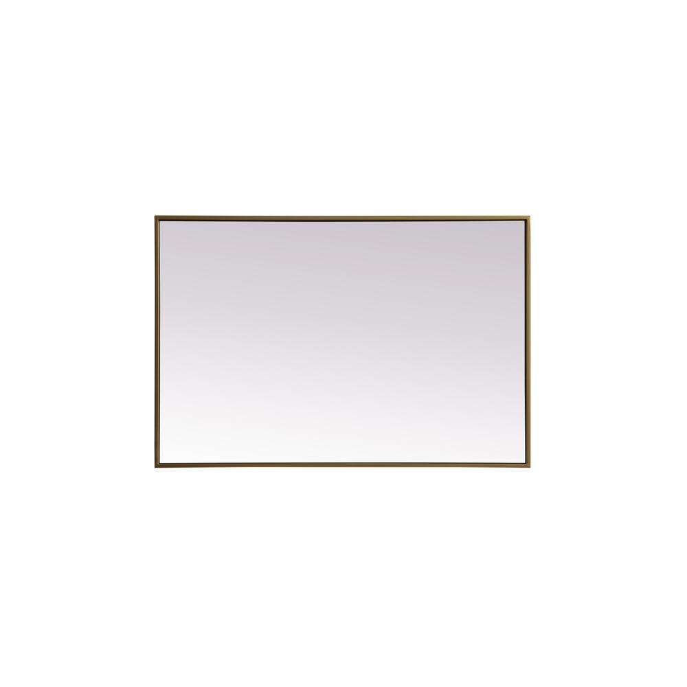 Metal Frame Rectangle Mirror 24x36 Inch in Brass. Picture 8