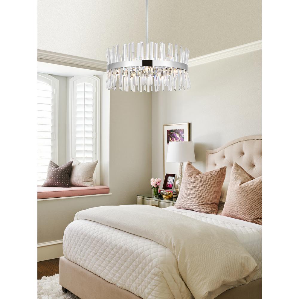 Serephina 25 inch crystal round pendant light in chrome. Picture 7