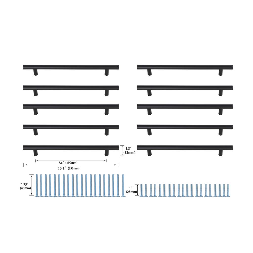 Quinn 7-9/16" Center to Center Matte Black Bar Pull Multipack (set of 10). Picture 5