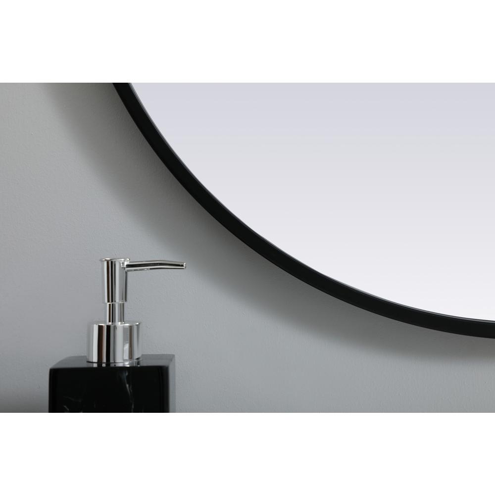 Metal Frame Oval Mirror 24x30 Inch in Black. Picture 5