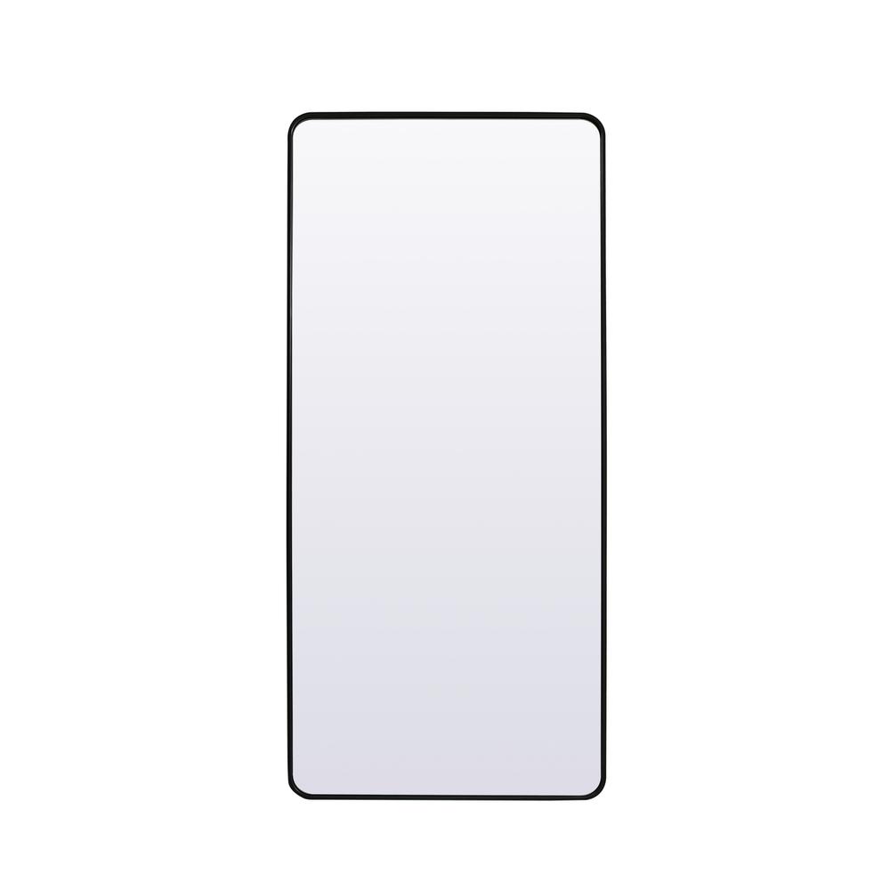 Soft Corner Metal Rectangle Full Length Mirror 32x72 Inch in Black. Picture 1