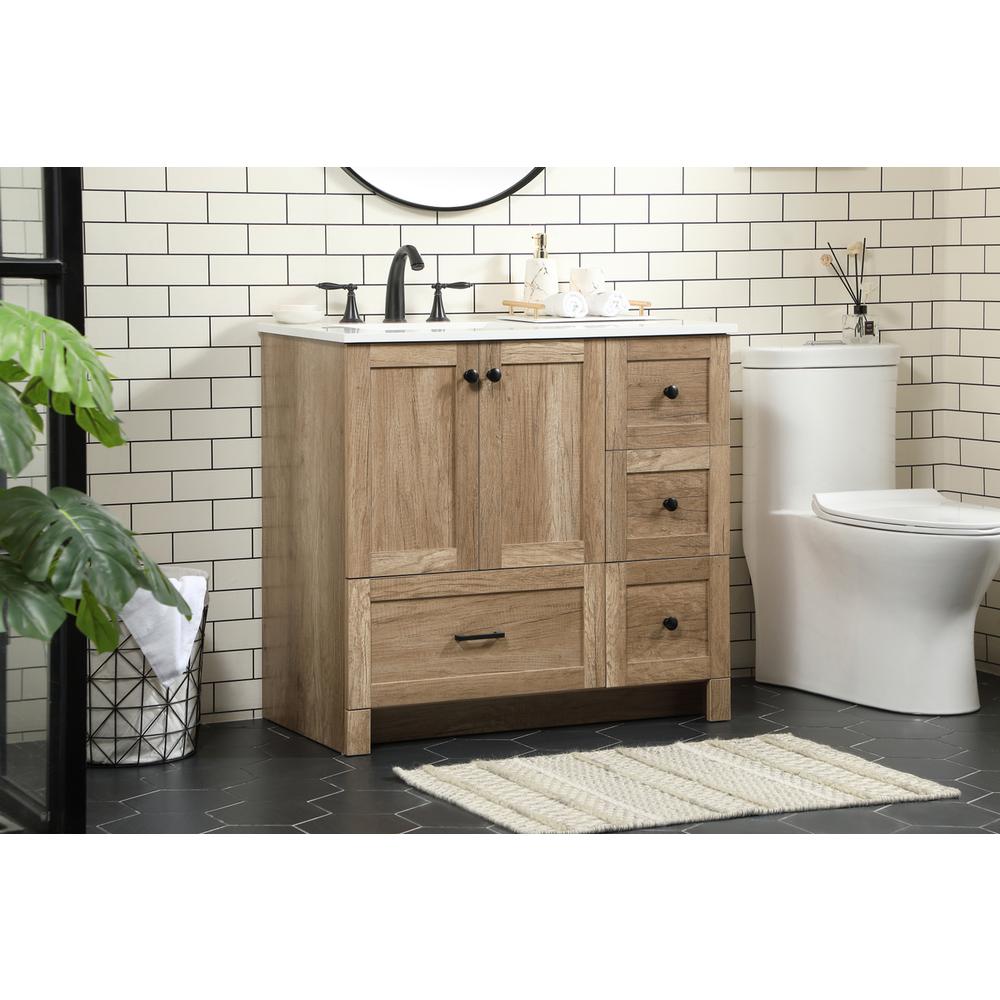 36 inch Single bathroom vanity in natural oak. Picture 2