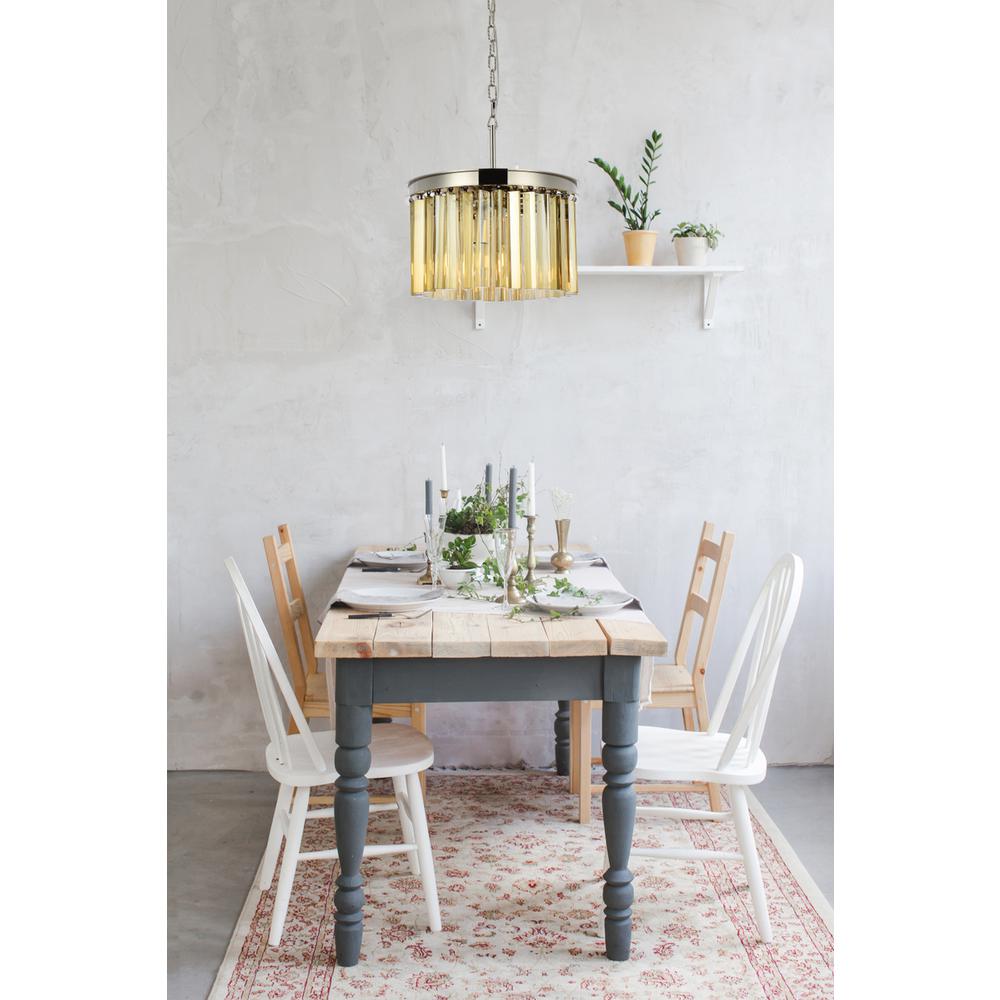 Sydney 3 light polished nickel Pendant Golden Teak (Smoky) Royal Cut Crystal. Picture 7