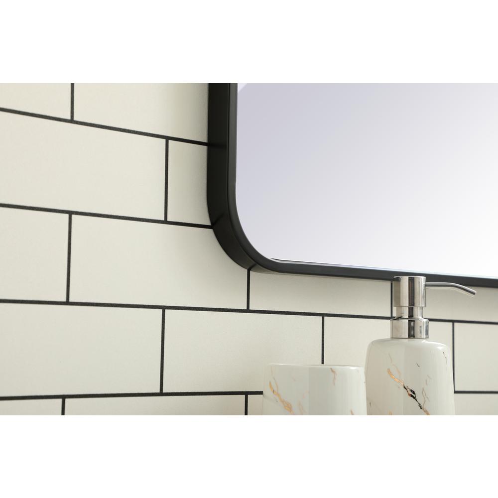 Soft corner metal rectangular mirror 28x42 inch in Black. Picture 4