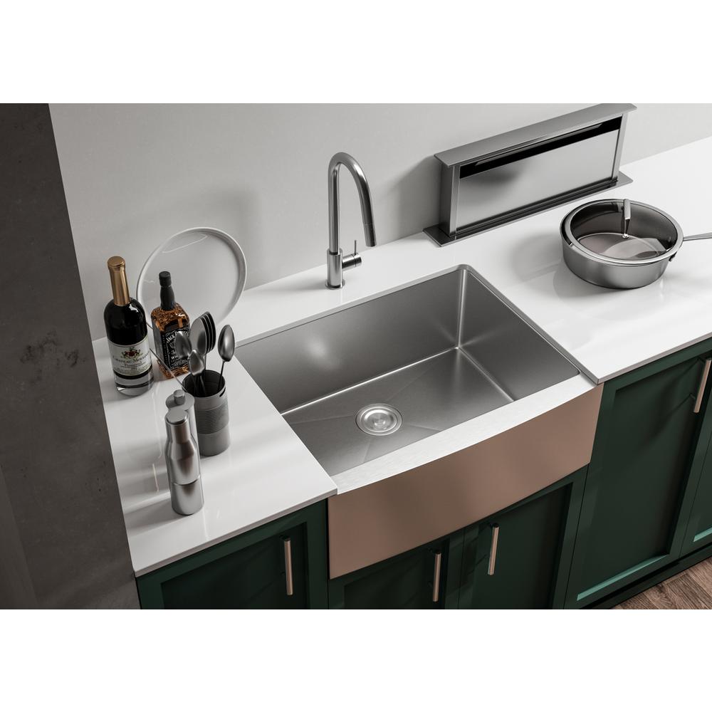 Stainless Steel farmhouse kitchen sink L27'' x W22'' x H10". Picture 3