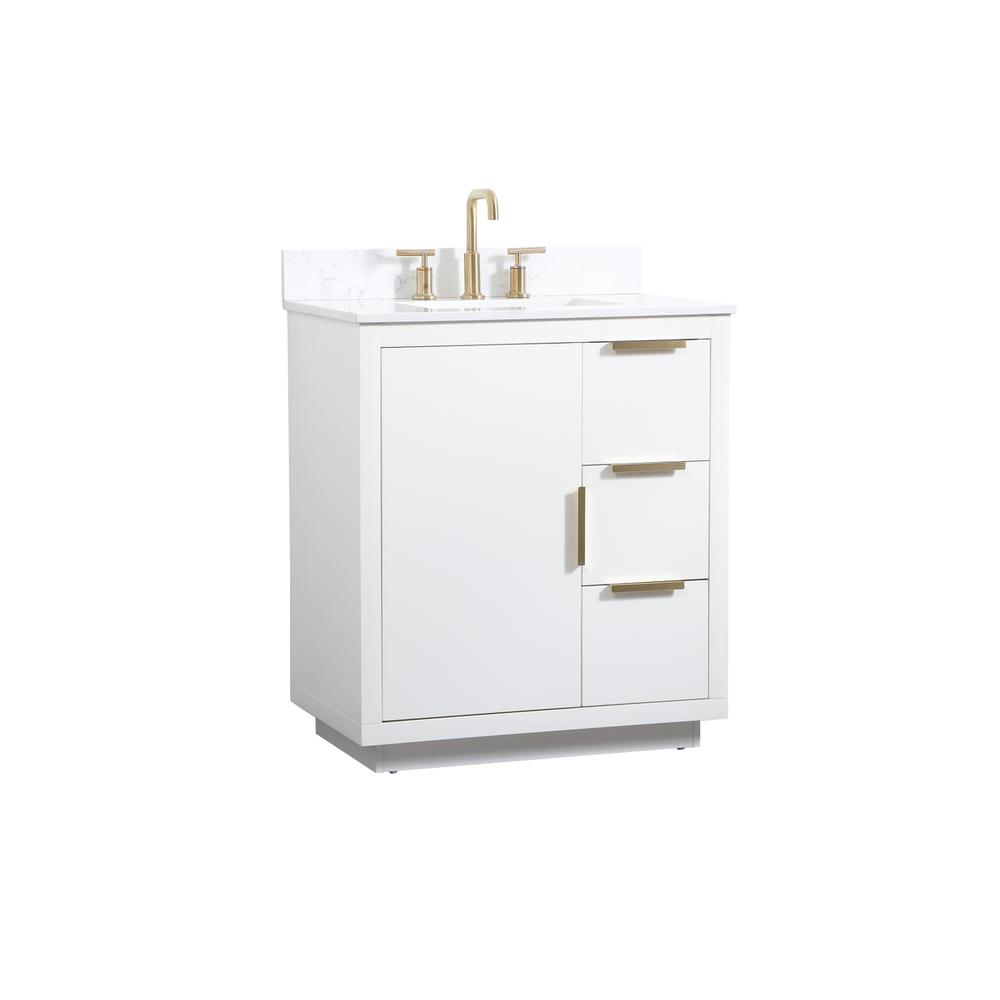 30 inch Single bathroom vanity in white with backsplash. Picture 7