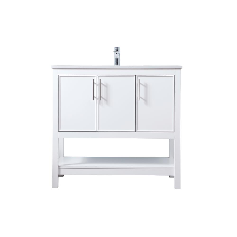 36 Inch SIngle Bathroom Vanity In White. Picture 1