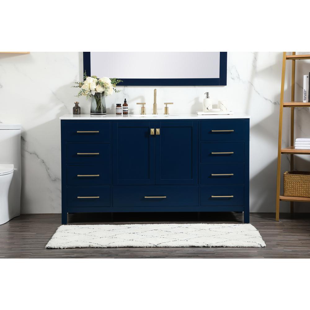 60 inch Single bathroom vanity in blue. Picture 14
