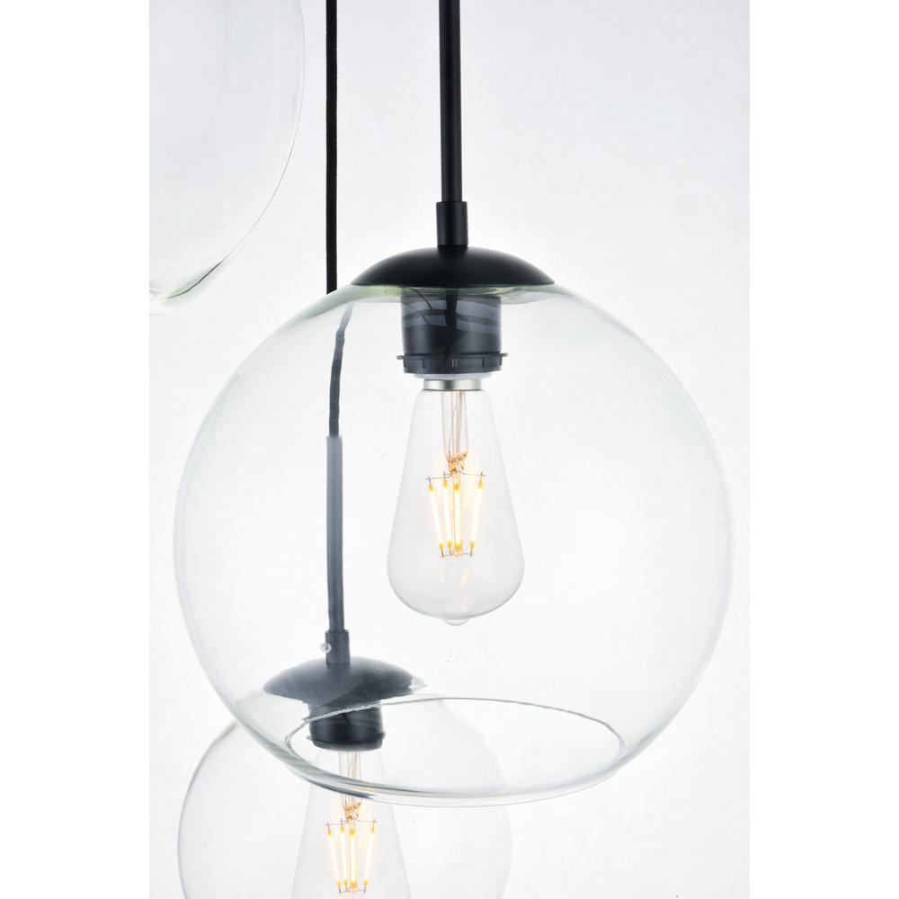 Baxter 3 Lights Black Pendant With Clear Glass. Picture 5