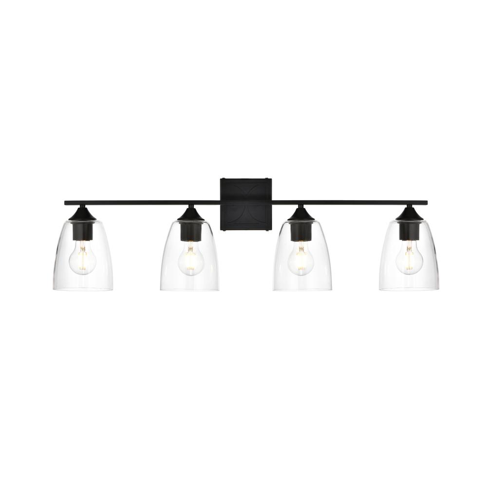 Harris 4 light Black and Clear Bath Sconce. Picture 1