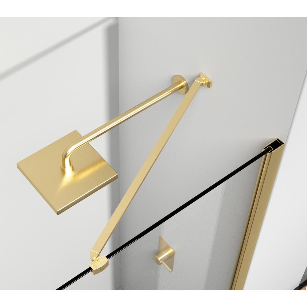 Semi-frameless hinged shower door 48 x 72 Brushed Gold. Picture 6