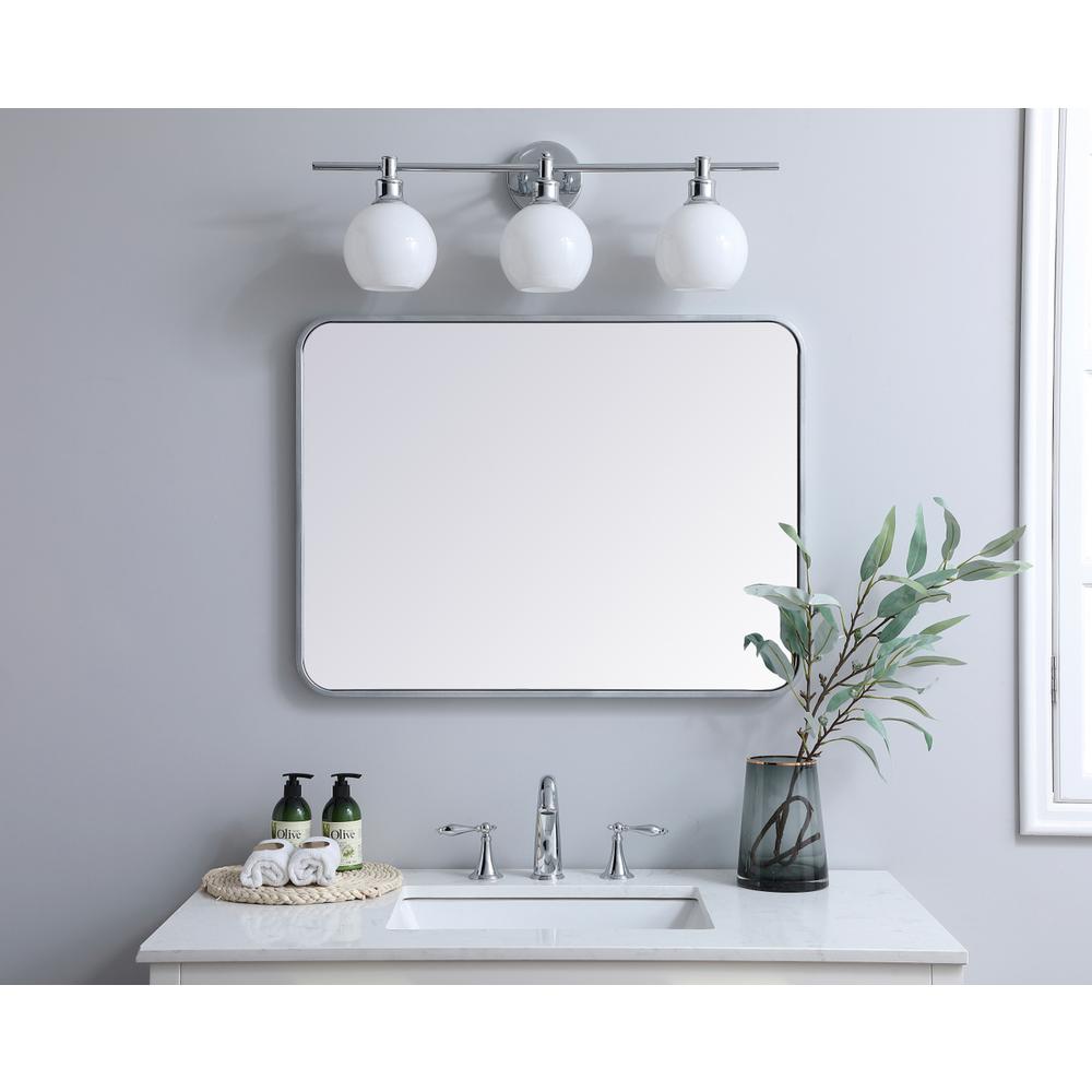 Soft corner metal rectangular mirror 24x32 inch in Silver. Picture 9