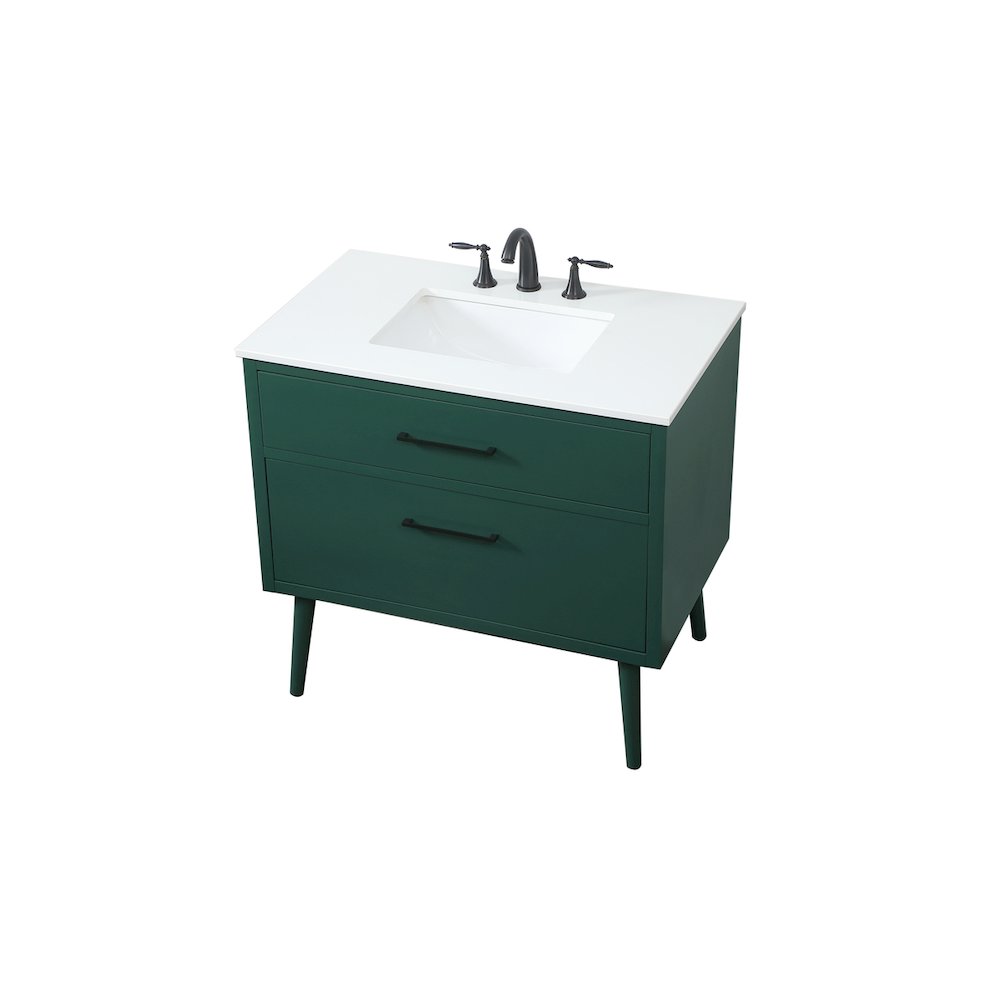 36 Inch Bathroom Vanity In Green. Picture 9