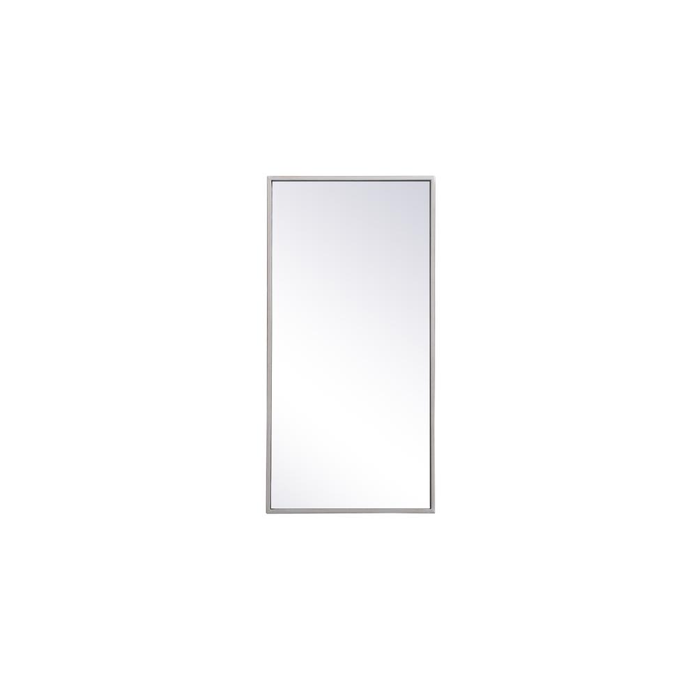 Metal frame rectangle mirror 14x28 inch in silver. Picture 1