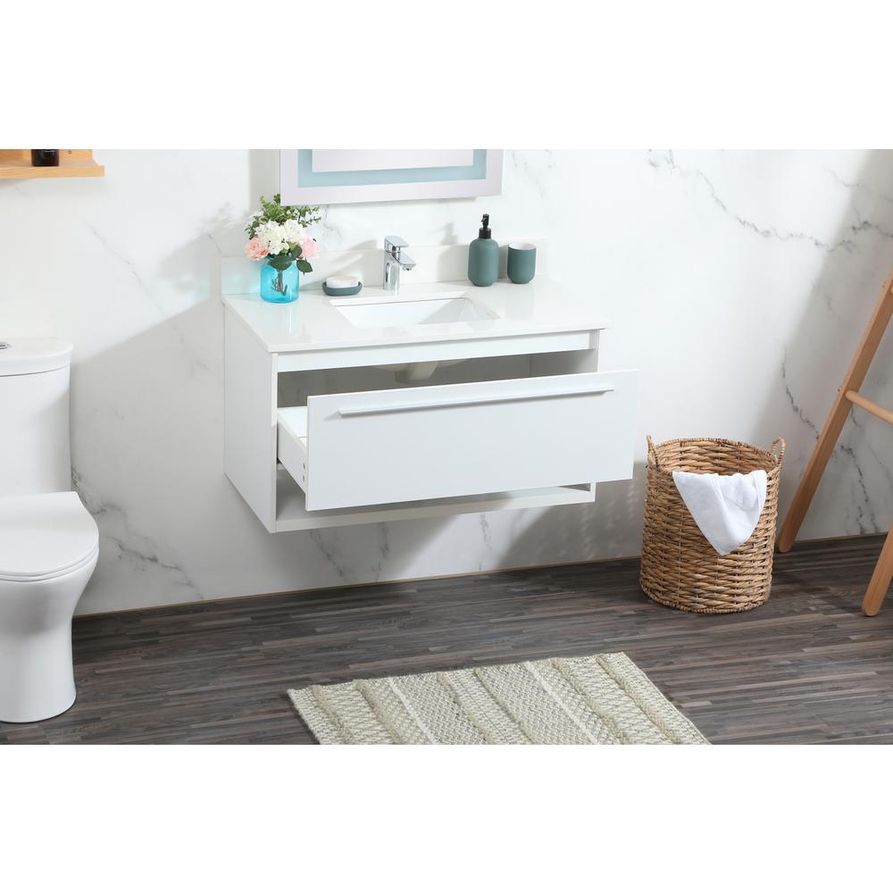 36 inch Single bathroom vanity in white with backsplash. Picture 3