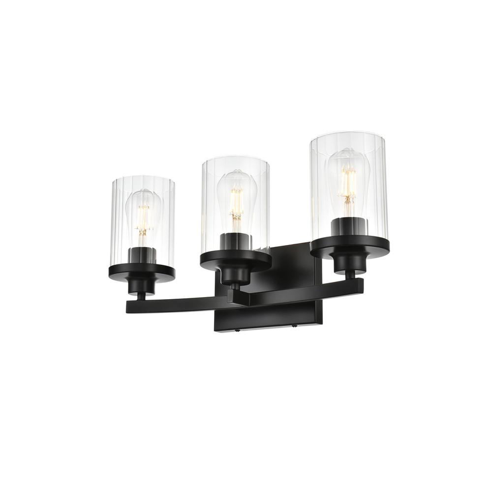Saanvi 3 light Black and Clear Bath Sconce. Picture 2