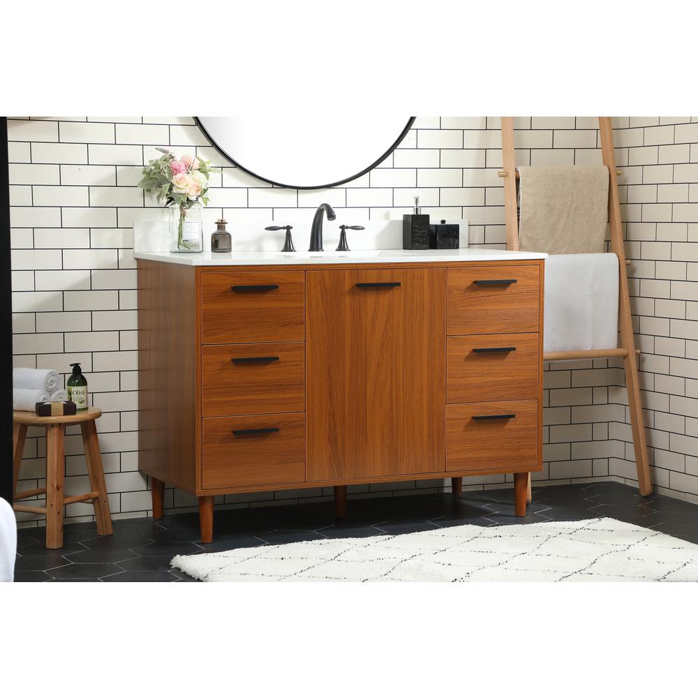 48 inch bathroom vanity in Teak with backsplash. Picture 2