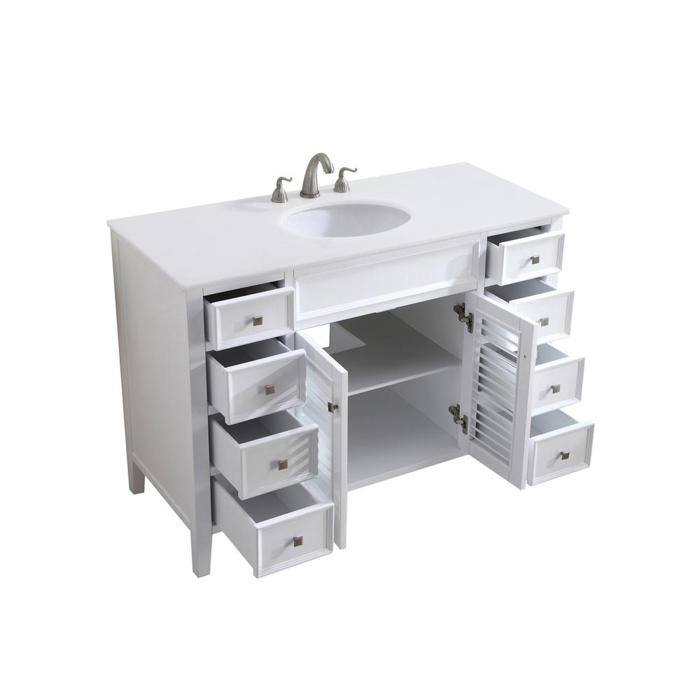 48 inch Single Bathroom vanity in White with ivory white engineered marble. Picture 3