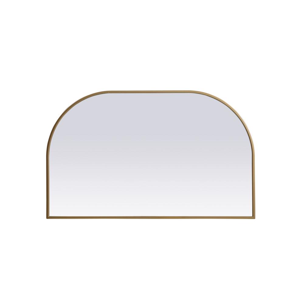 Metal Frame Arch Mirror 39x24 Inch in Brass. Picture 1