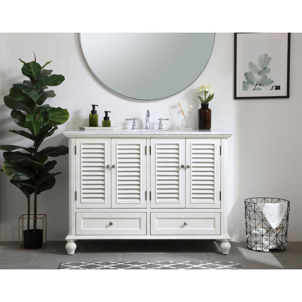 48 inch Single Bathroom Vanity in Antique White. Picture 14